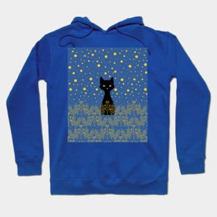 Black cat on a golden field Hoodie